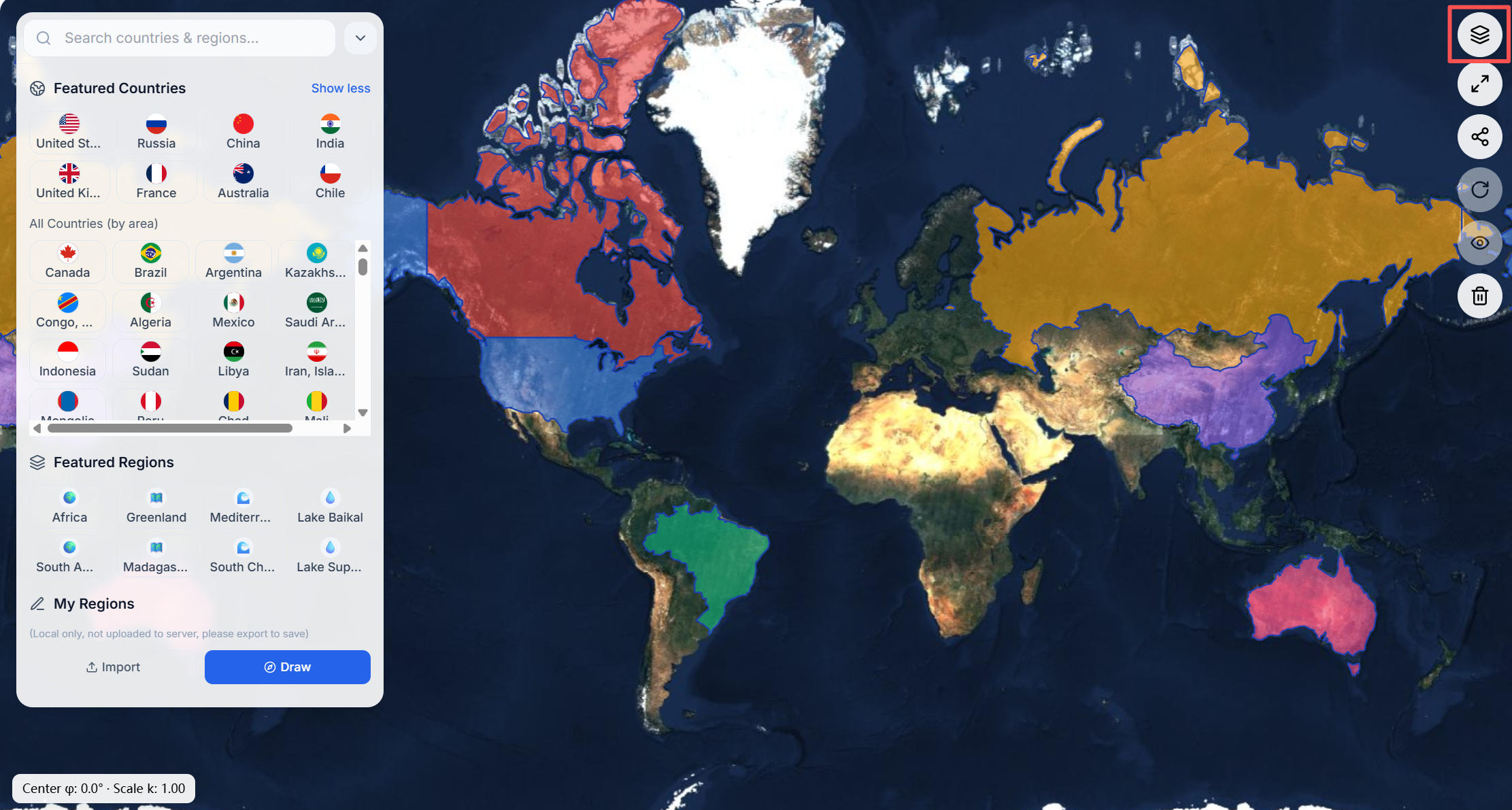 Compare true size on imagery map at TrueSize.World
